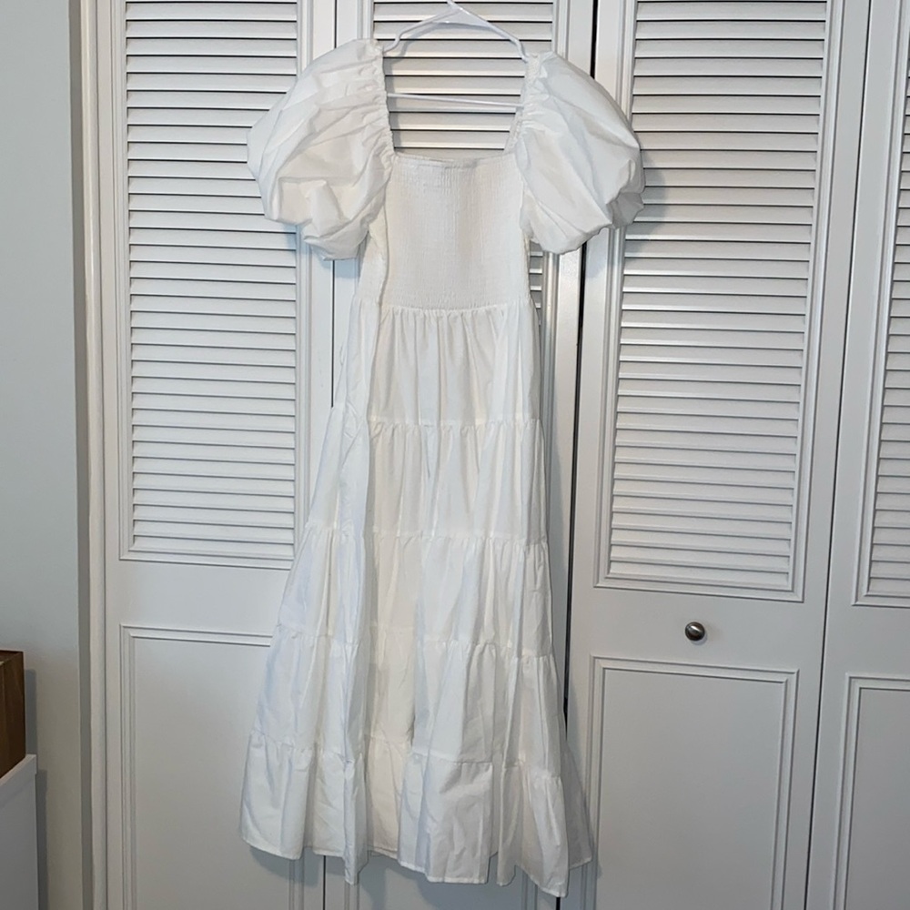 NWT Petal & Pup ANNETTE PUFF SLEEVE SHIRRED MIDI DRESS